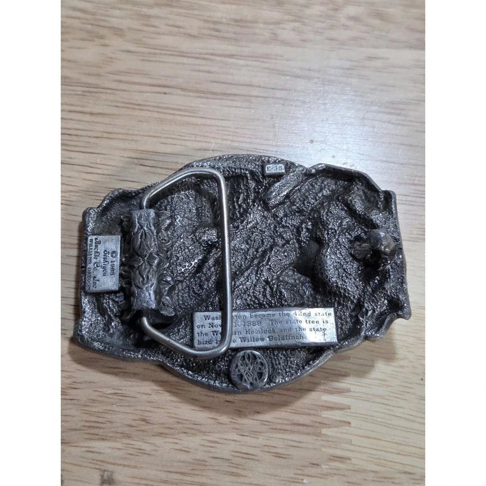 Vintage 1983 Siskiyou Washington State Belt Buckle Elk Pewter E-35 USA